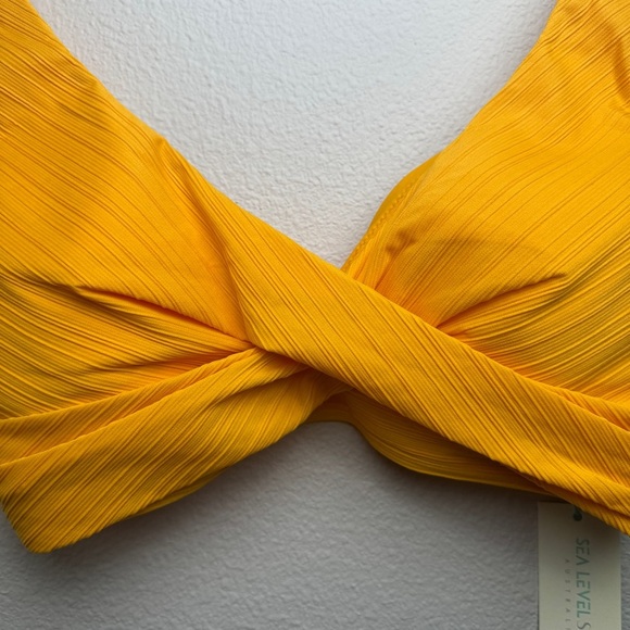 Sea Level Australia Cross Front MULTIFIT Cup Bikini Top Swimsuit Orange NWT - Picture 7 of 16